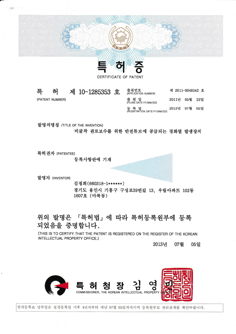 특허증(10-1285353)